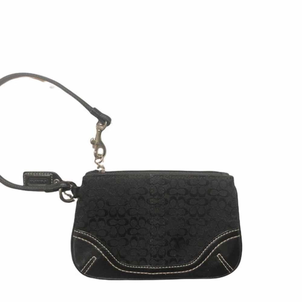 Coach signature c black wristlet mini bag